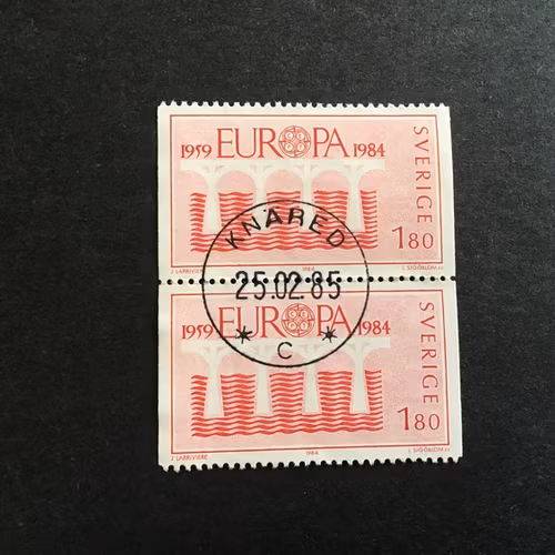 EUROPA CEPT XIII facit nr 1287 LYXSTÄMPLAT PAR KNÄRED