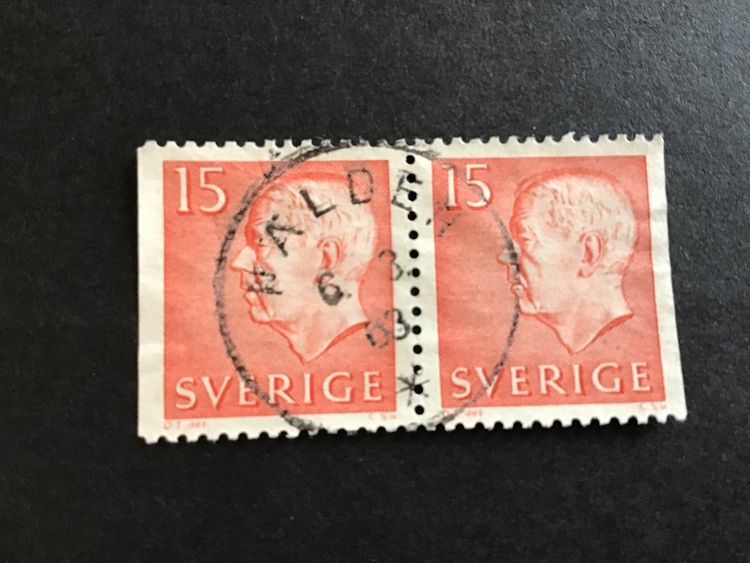 GUSTAF VI ADOLF TYP III facit nr 418 BB I PRAKTSTÄMPLAT PAR NÄLDEN