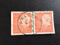 GUSTAF VI ADOLF TYP III facit nr 418 BB I PRAKTSTÄMPLAT PAR NÄLDEN