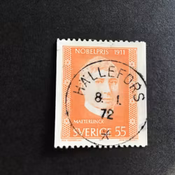 NOBELPRISTAGARE 1911 facit nr 751 A  LYXSTÄMPLAT HÄLLEFORS