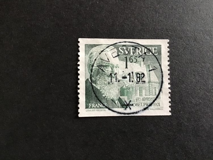 NOBELPRIS 1921 facit nr 1193 LYXSTÄMPLAT AVESTA 1