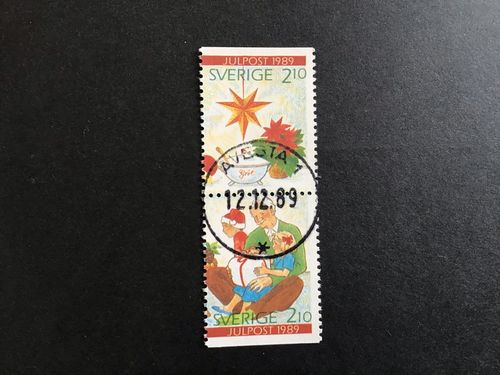 JULPOST 1989 facit nr 1598 SX LYXSTÄMPLAT PAR AVESTA 1