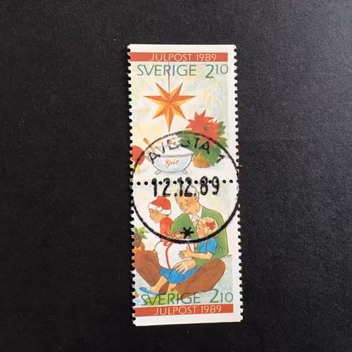 JULPOST 1989 facit nr 1598 SX LYXSTÄMPLAT PAR AVESTA 1