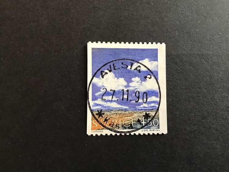 MOLN OCH VÄDER 1990 facit nr 1650 LYXSTÄMPLAT AVESTA 2
