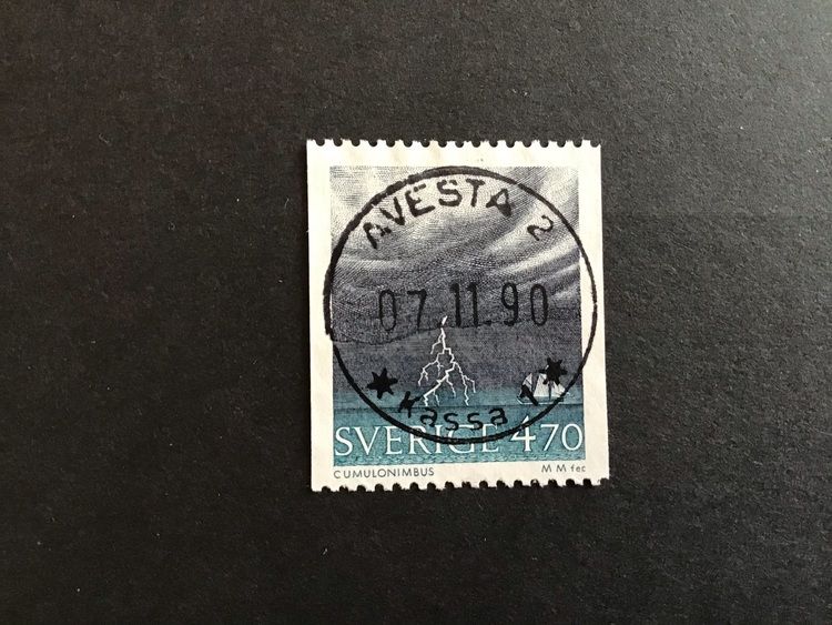 MOLN OCH VÄDER 1990 facit nr 1651 LYXSTÄMPLAT AVESTA 2