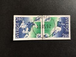 EM I FOTBOLL 1992 facit nr 1733 SX2 LYXSTÄMPLAT PAR AVESTA 1