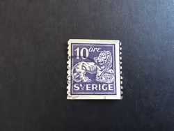 STÅENDE LEJON TYP I facit nr 145 A STÄMPLAT MÄRKE MED LÖDSKARVSLINJE