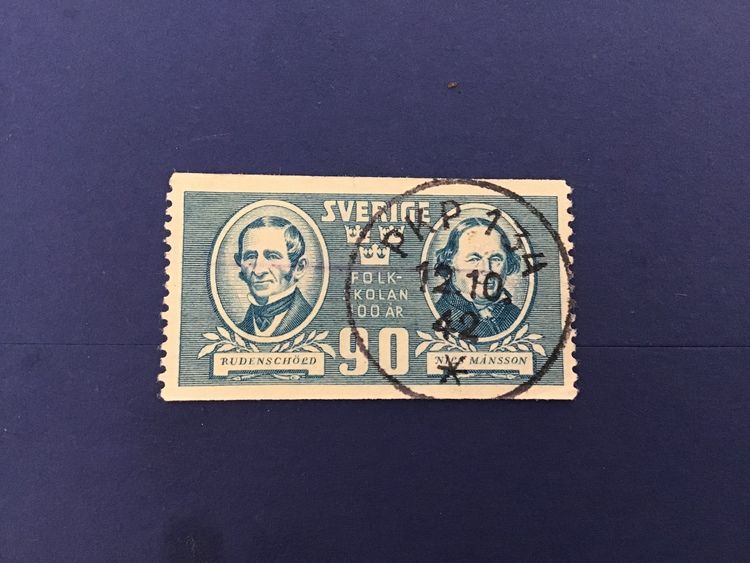 FOLKSKOLAN 100 ÅR 1942 LYXSTÄMPLAT PKP 134