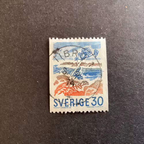 BRUKSFRIMÄRKEN facit nr 614 A LYXST TIBRO