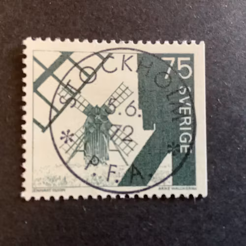 Öländska väderkvarnar , facit nr 730 B1 lyxstämplat Stockholm