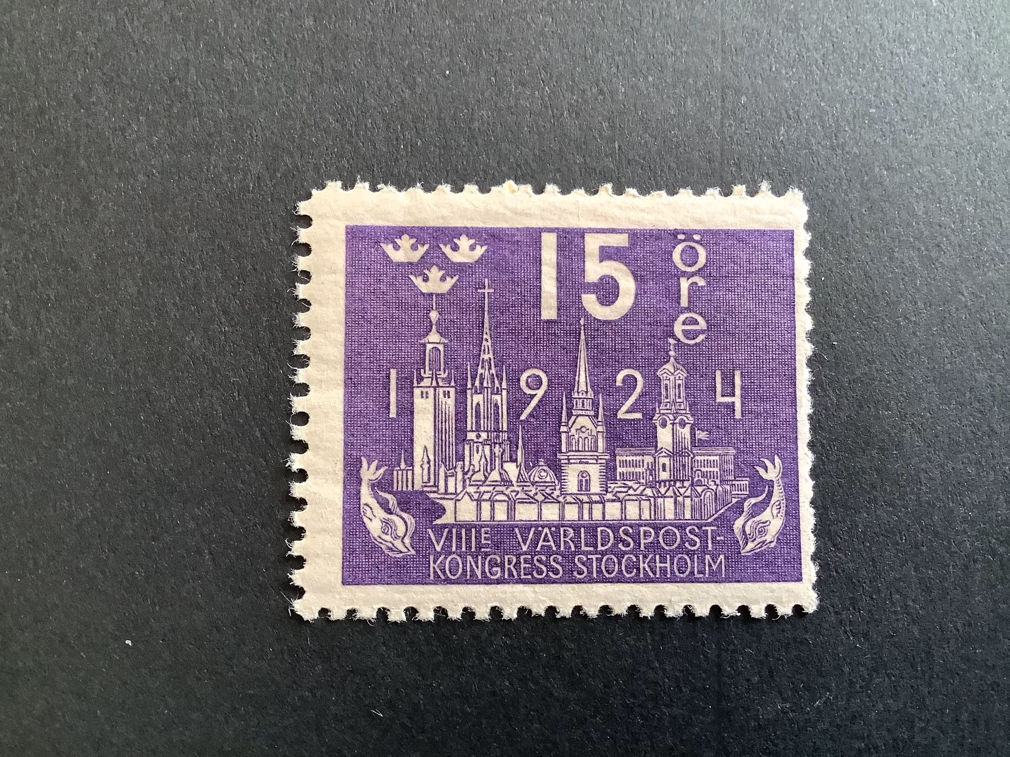 VÄRLDSPOSTKONGRESSEN 1924 facit nr 198 POSTFRISKT märke