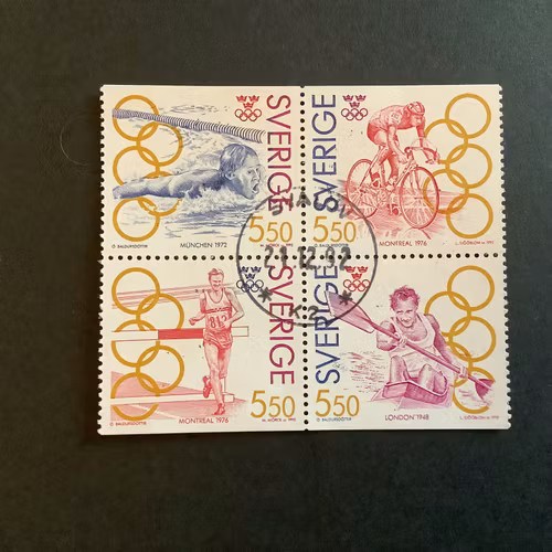 OLYMPISKT GULD III facit nr 1738-1741 LYXST BLOCK SVALÖV
