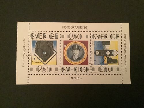 FOTOGRAFERING 1990 facit nr 1647-1649 i LYXST BLOCK KÅGE