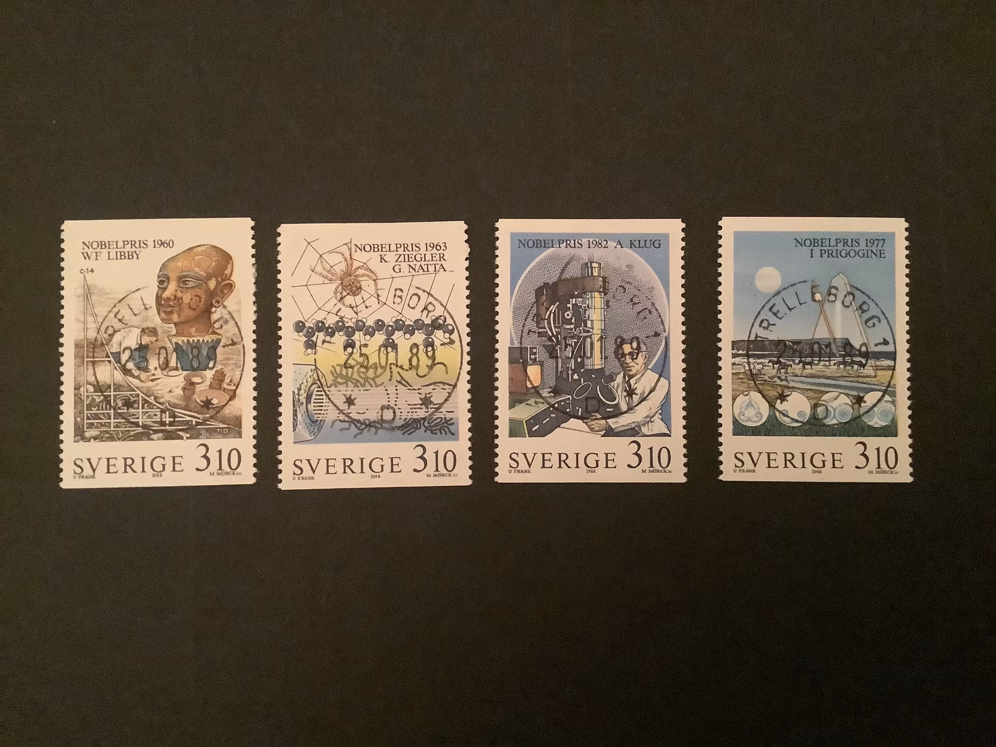 NOBELPRISTAGARE 1988 facit nr 1533-1536 LYXST SATS TRELLEBORG 1