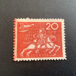 VÄRLDSPOSTFÖRENINGEN OSTÄMPLAT UTAN GUMMERING, facit nr 214