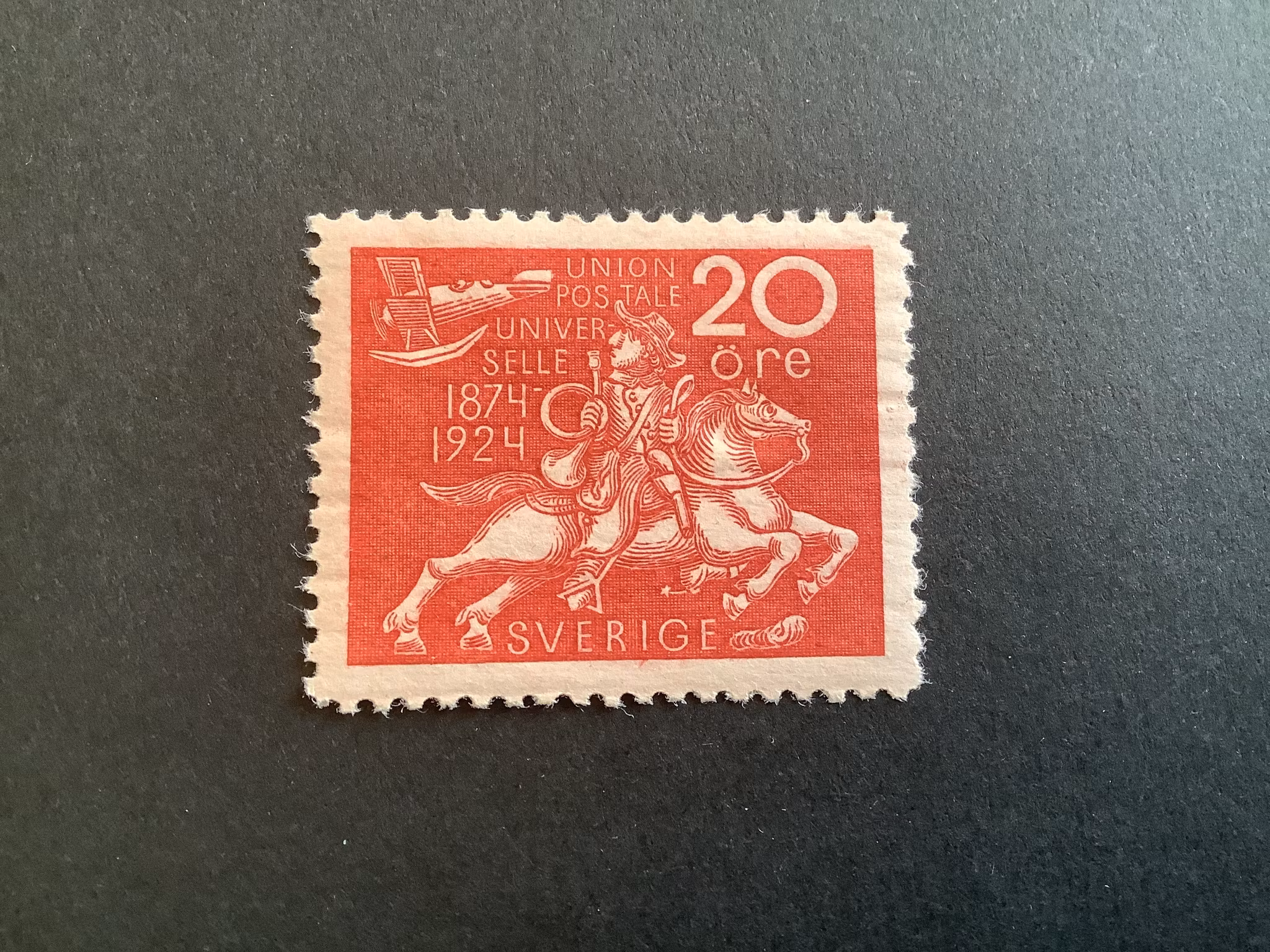 VÄRLDSPOSTFÖRENINGEN POSTFRISKT MED FASTSÄTTARSPÅR, facit nr 214