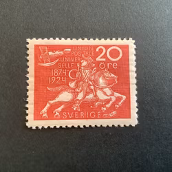 VÄRLDSPOSTFÖRENINGEN POSTFRISKT MED FASTSÄTTARSPÅR, facit nr 214