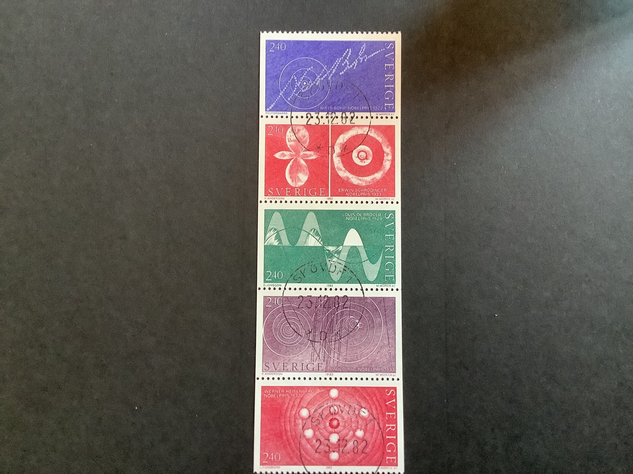 NOBELPRISTAGARE 1982 facit nr 1231-1235 LYXST BLOCK SKÖVDE 1