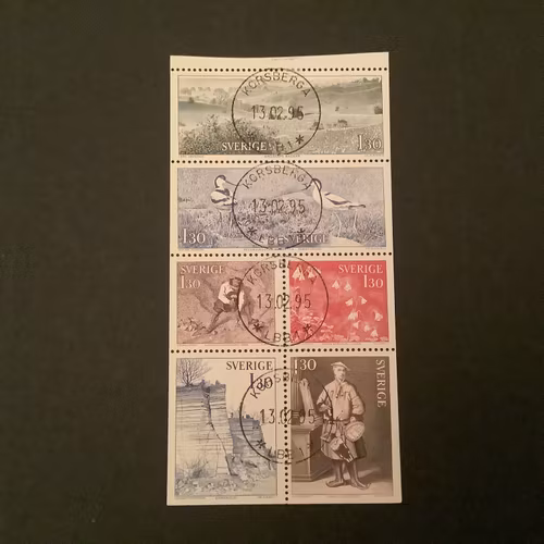 LINNES RESOR 1978 facit nr 1039-1044 LYXST BLOCK KORSBERGA