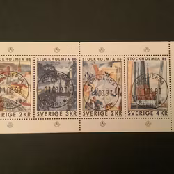 STOCKHOLMIA 86 III facit nr 1353-1356 LYXST BLOCK KORSBERGA
