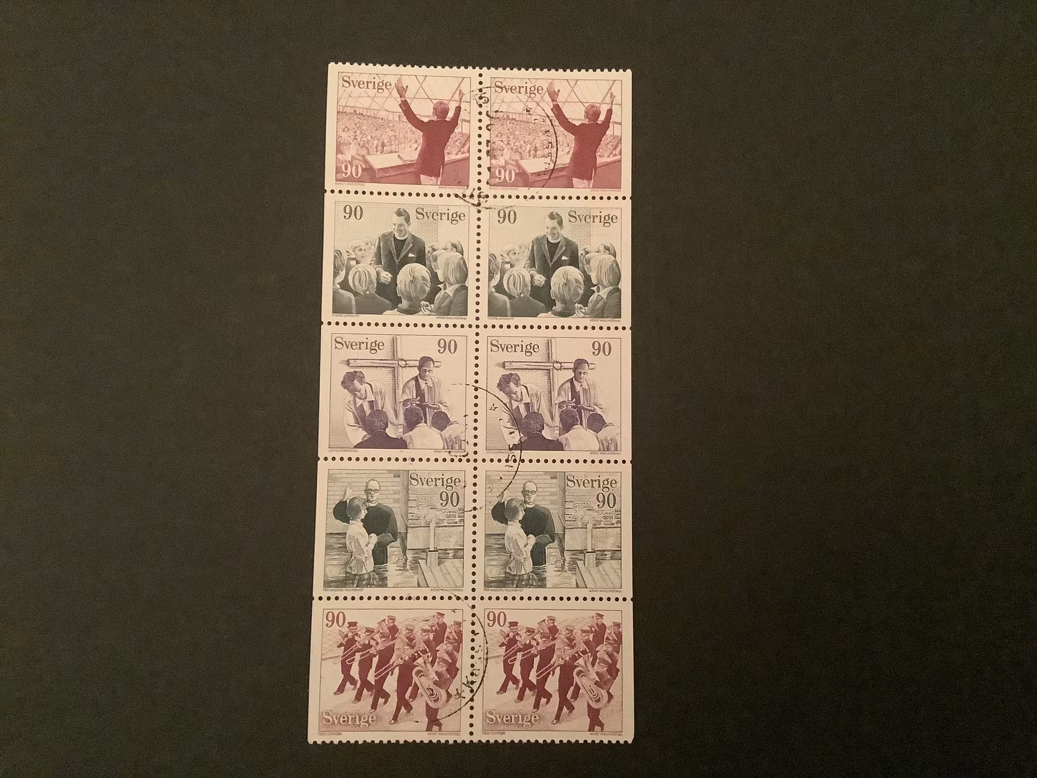 FRIA KRISTNA SAMFUND 1978 facit nr 1033-1037 i STÄMPLAT BLOCK