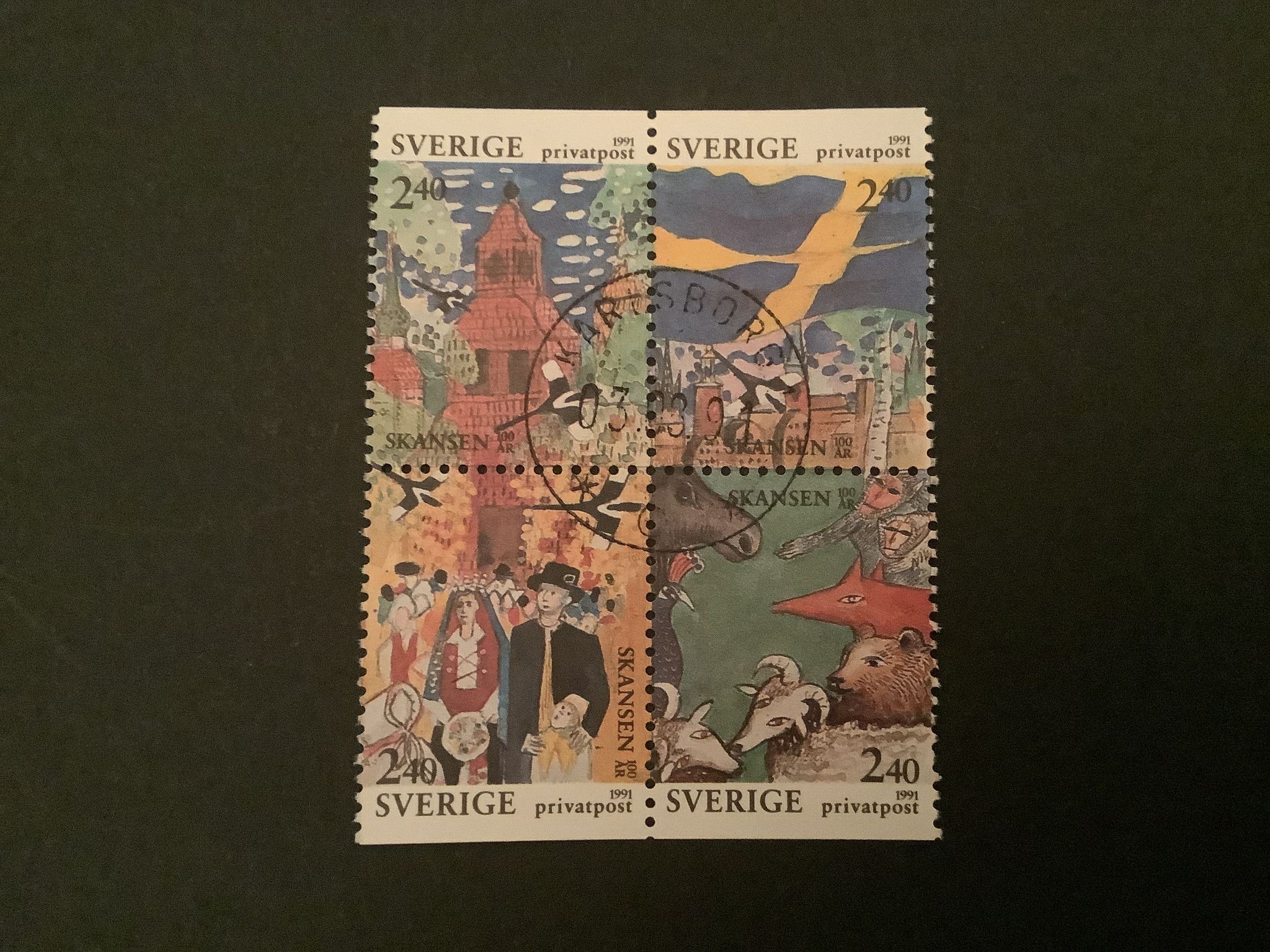 RABATTFRIMÄRKE XIII facit nr 1685-1688 LYXST block KARLSBORG