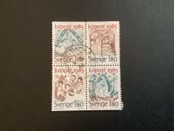 JULPOST 1985 facit nr 1377-1380 STÄMPLAT 4-BLOCK