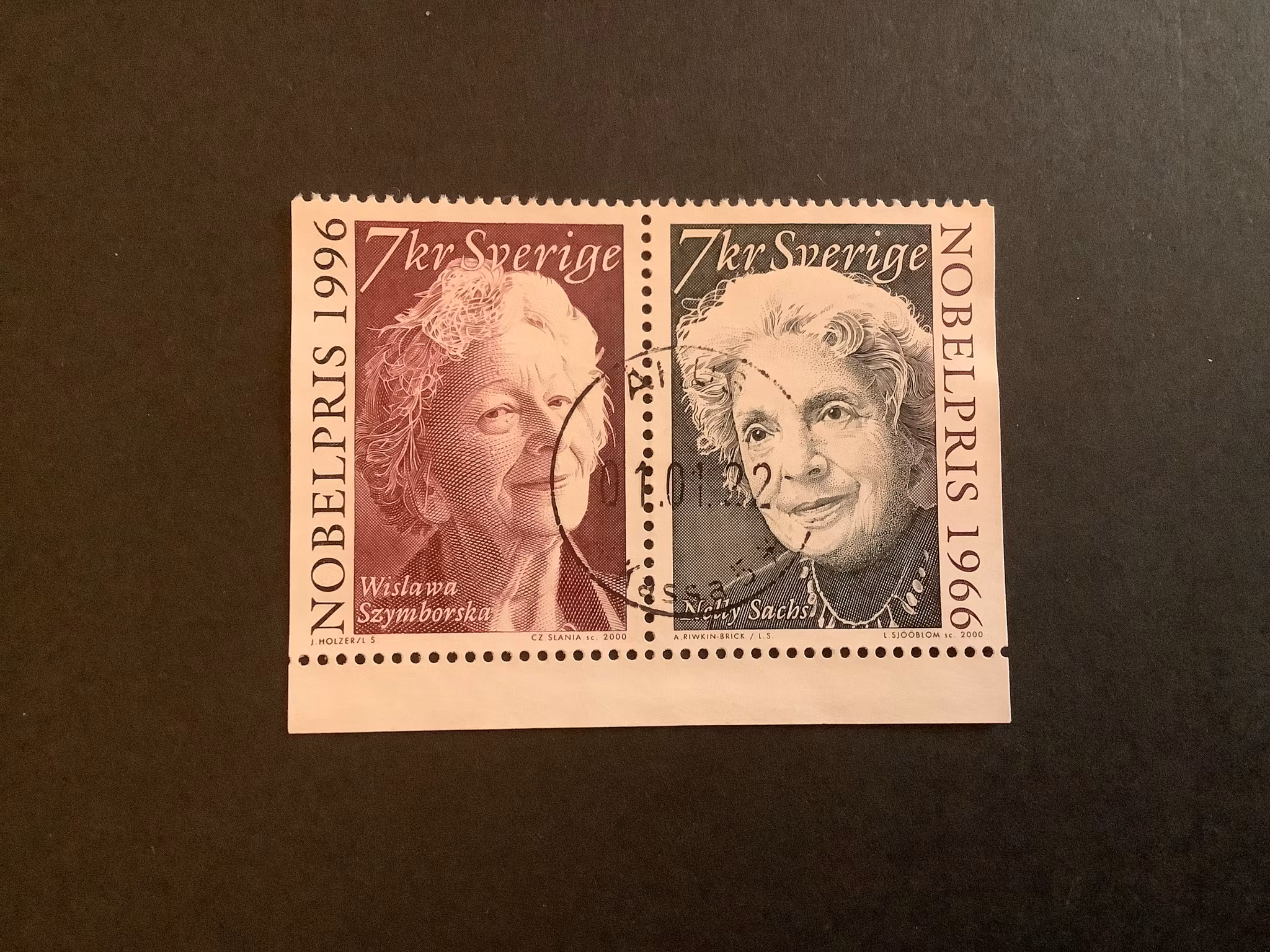 NOBELPRIS LITTERATUR 2000 STÄMPLAT PAR, facit nr 2218 SX