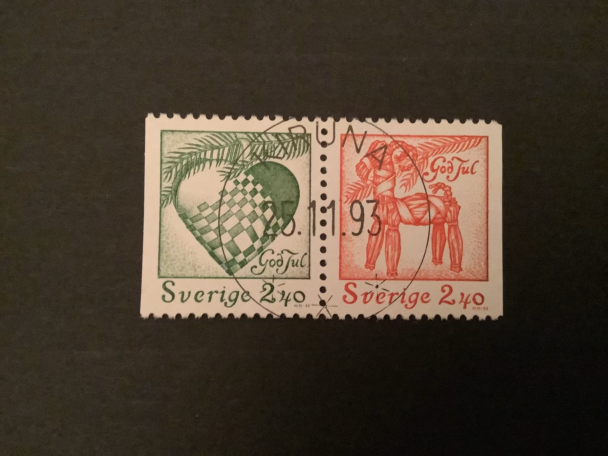 JULPOST 1993 facit nr 1817 SX lyxstämplat par KIRUNA
