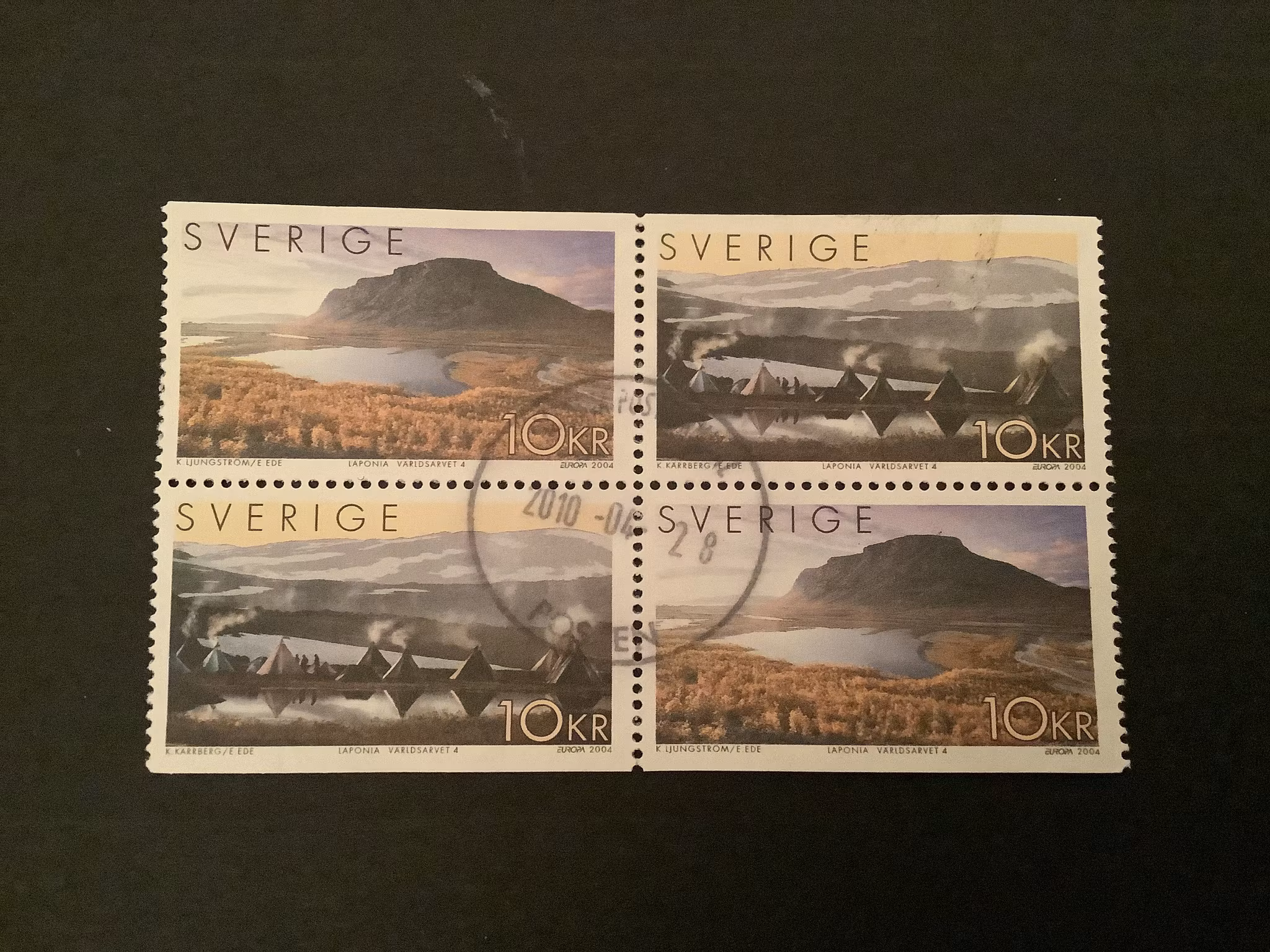 VÄRLDSARVET IV LAPONIA facit nr 2409-2410 i STÄMPLAT BLOCK