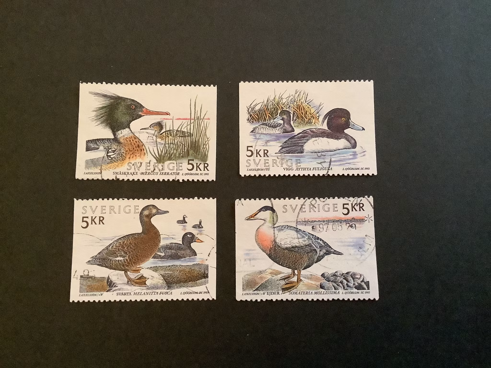 SJÖFÅGLAR 1993 facit nr 1806-1809 STÄMPLAD SATS