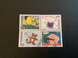 HÄLSNINGSFRIMÄRKEN IV 1995 facit nr 1912-1915 STÄMPLAT BLOCK
