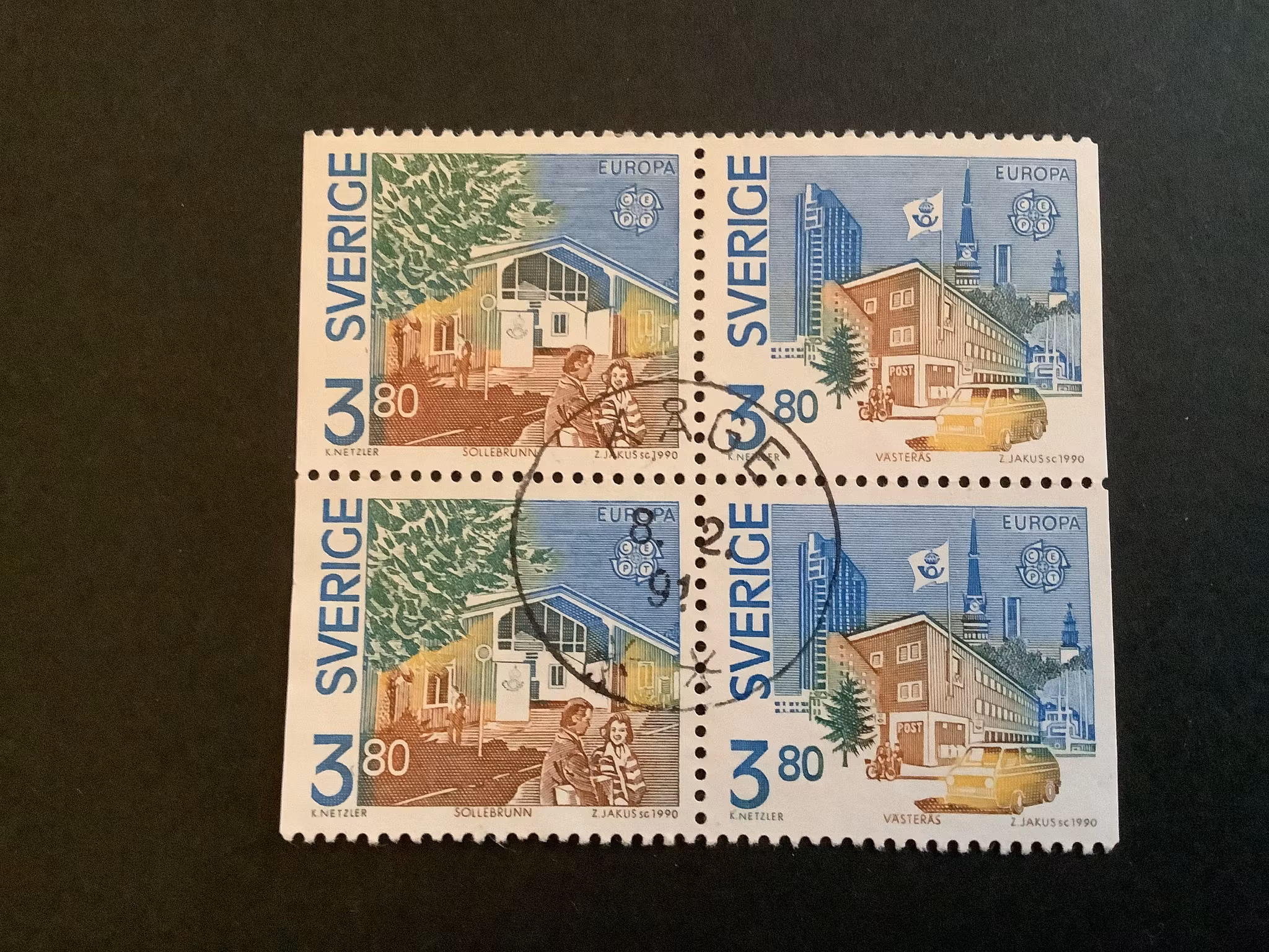 EUROPA XIX 1990 facit nr 1608 SX i LYXST BLOCK KÅGE