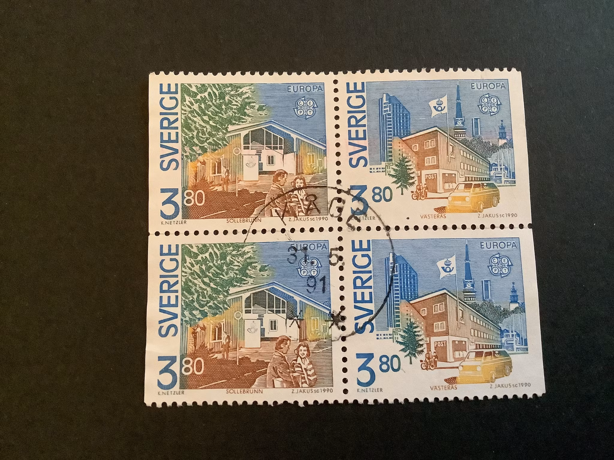 EUROPA XIX 1990 facit nr 1608 SX i LYXST BLOCK KÅGE