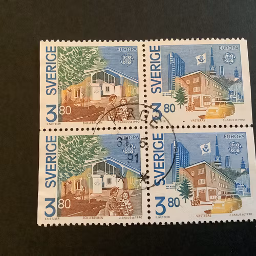 EUROPA XIX 1990 facit nr 1608 SX i LYXST BLOCK KÅGE