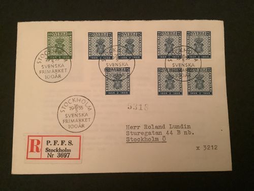 FDC SVENSKA FRIMÄRKET 100 ÅR postgånget FDC facit nr 467-468