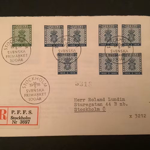 FDC SVENSKA FRIMÄRKET 100 ÅR postgånget FDC facit nr 467-468