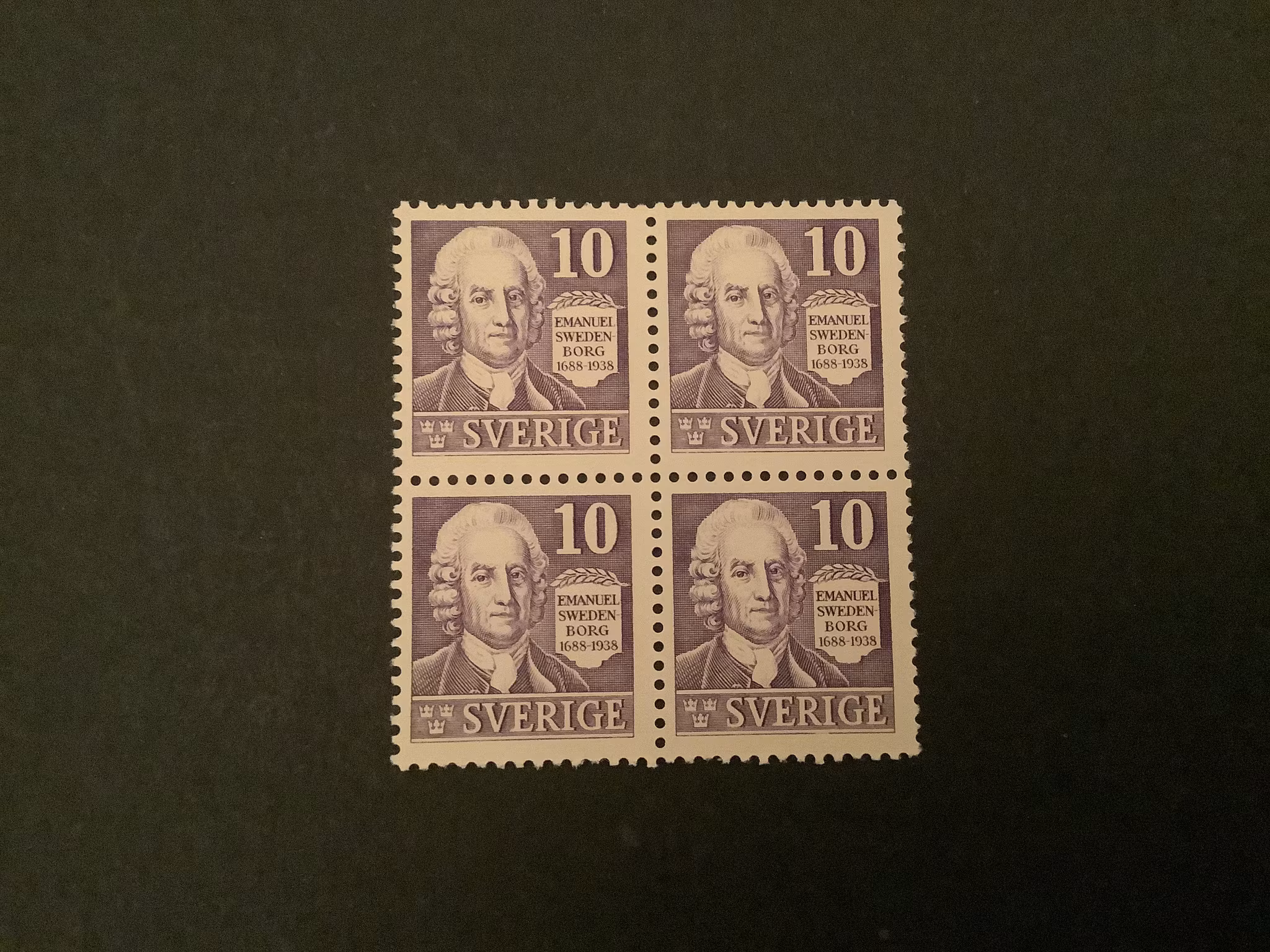 SWEDENBORG FNR 259 C POSTFRISKT 4-BLOCK