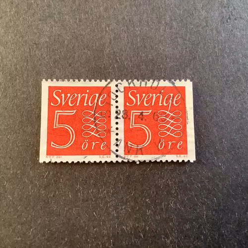 NY SIFFERTYP facit nr 394 BB praktstämplat par  STOCKHOLM 1