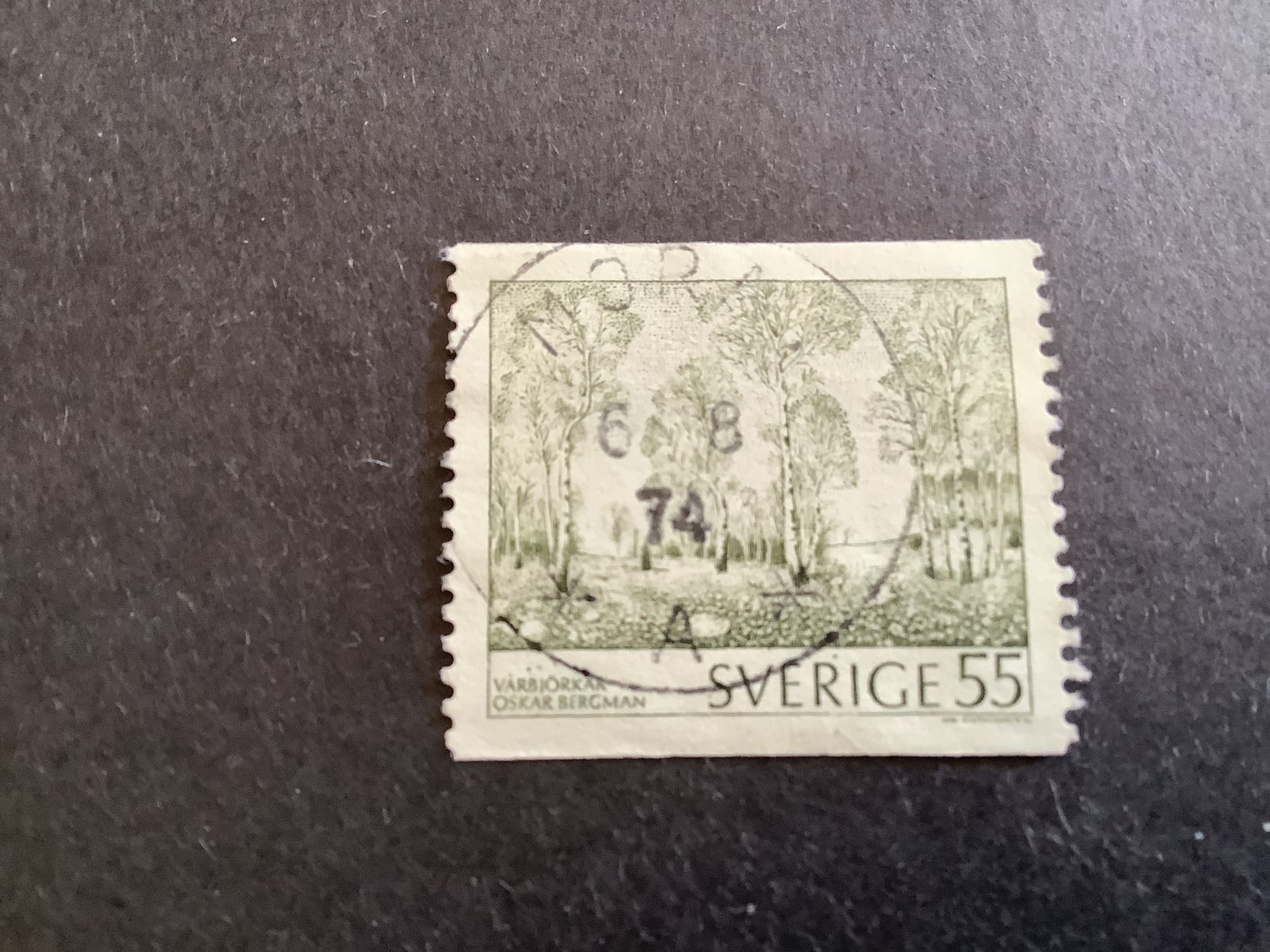 NATURMOTIV 1973 facit nr 820 LYXSTÄMPLAT MORA