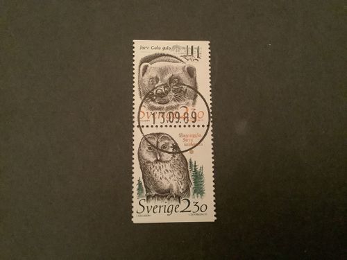 DJUR I HOTAD MILJÖ 1989 facit nr 1542 SX LYXST PAR BODEN 1