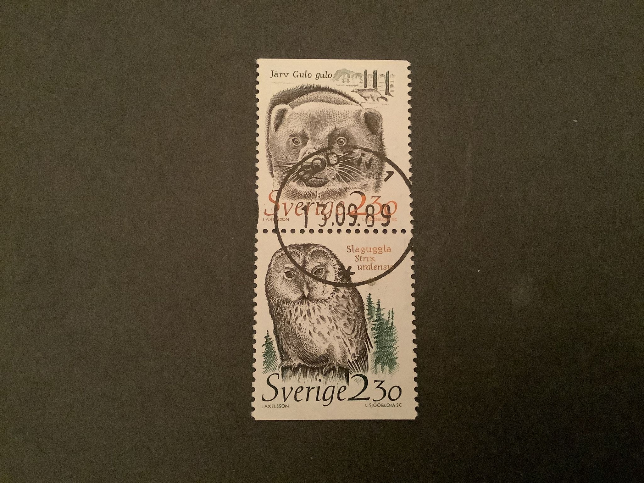 DJUR I HOTAD MILJÖ 1989 facit nr 1542 SX LYXST PAR BODEN 1