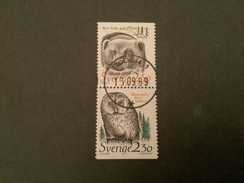 DJUR I HOTAD MILJÖ 1989 facit nr 1542 SX LYXST PAR BODEN 1