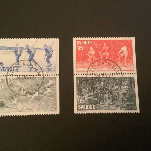 Motionsidrott facit nr 993+994 och 995+996 i lyxstämplade par STOCKHOLM P.F.A