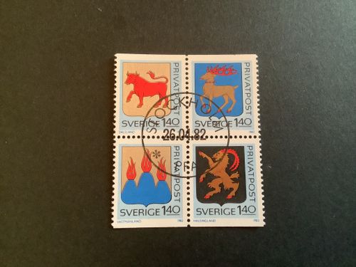 Rabattmärken IV facit nr 1206-1209 lyxstämplat 4-block STOCKHOLM
