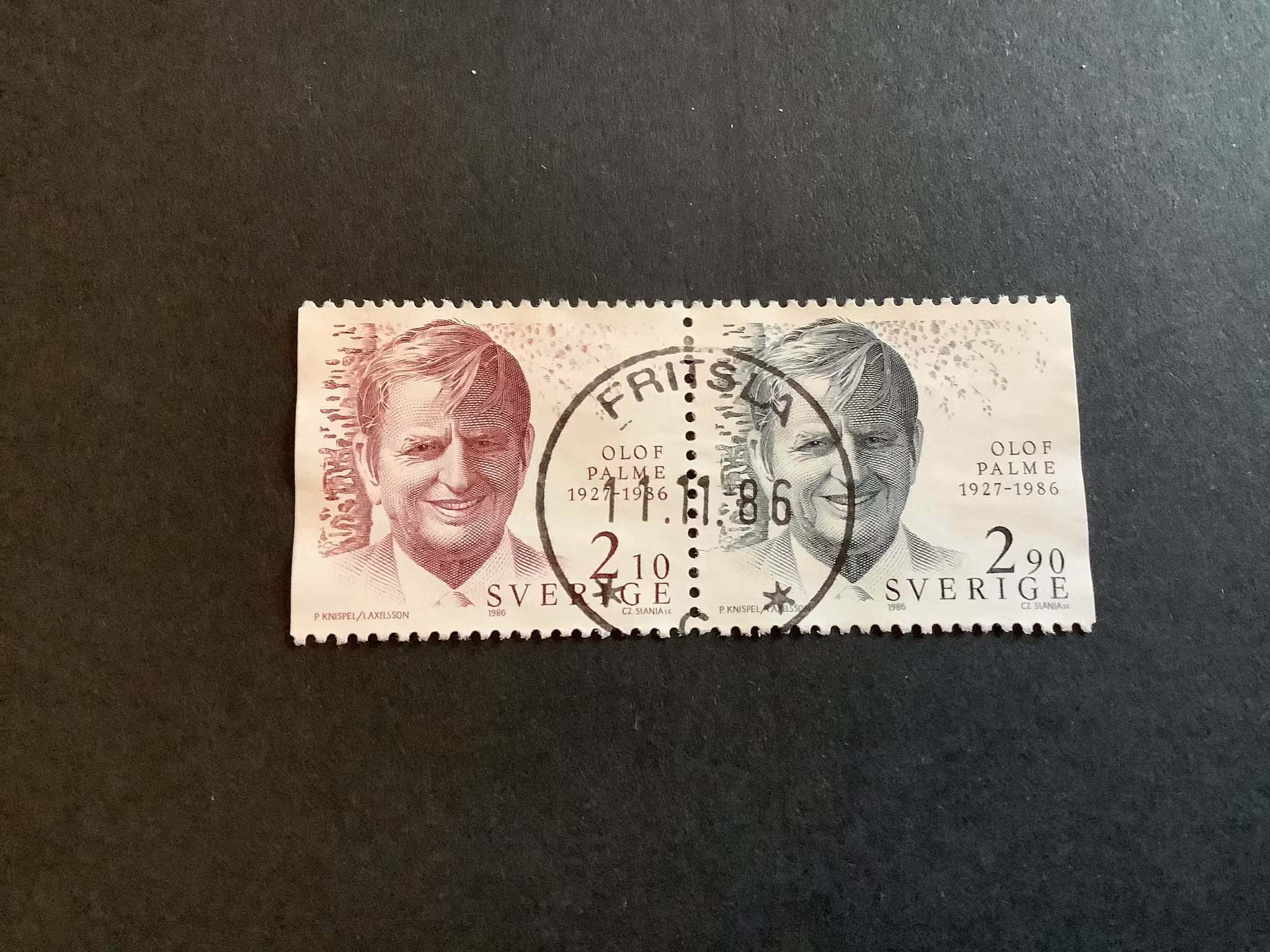 OLOF PALME facit nr 1402 SX LYXST PAR FRITSLA