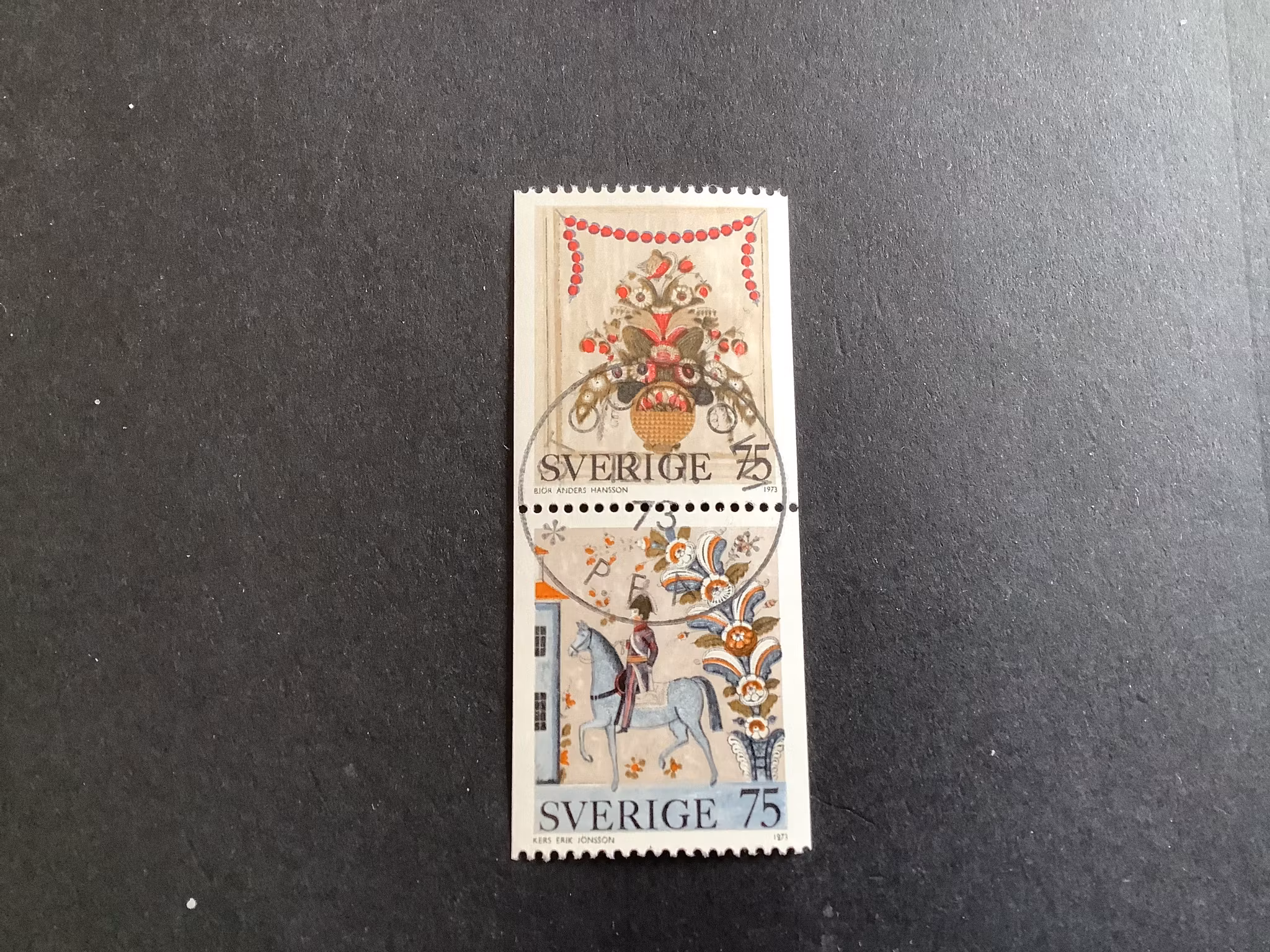 Allmogemålningar facit nr 848 SX1 lyxstämplat par Stockholm
