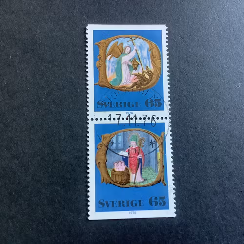 Medeltida Bokmåleri facit nr 984 SX lyxstämplat par Stockholm