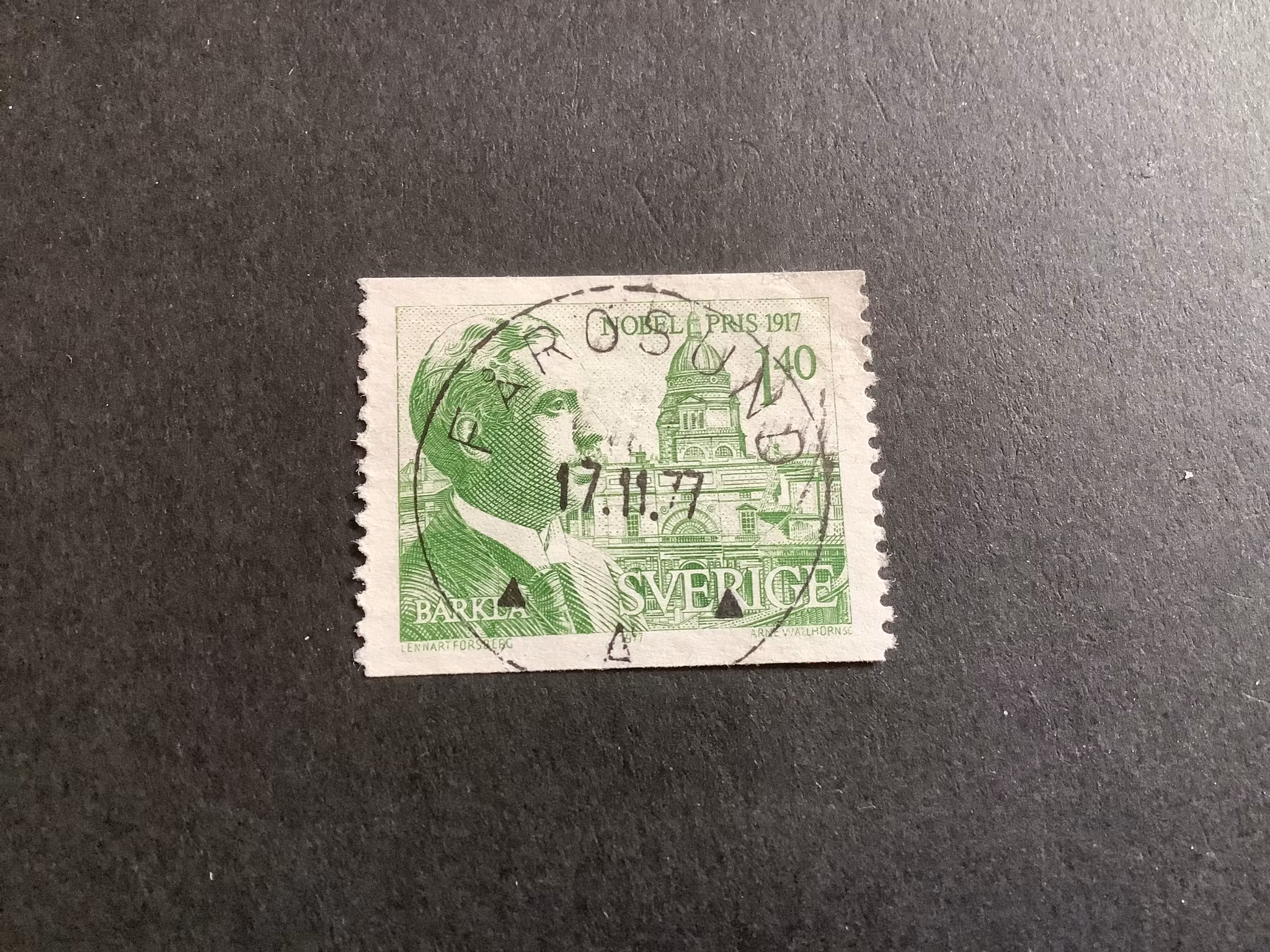 Nobelpristagare 1917 facit nr 1028 lyxstämplat FÅRÖSUND