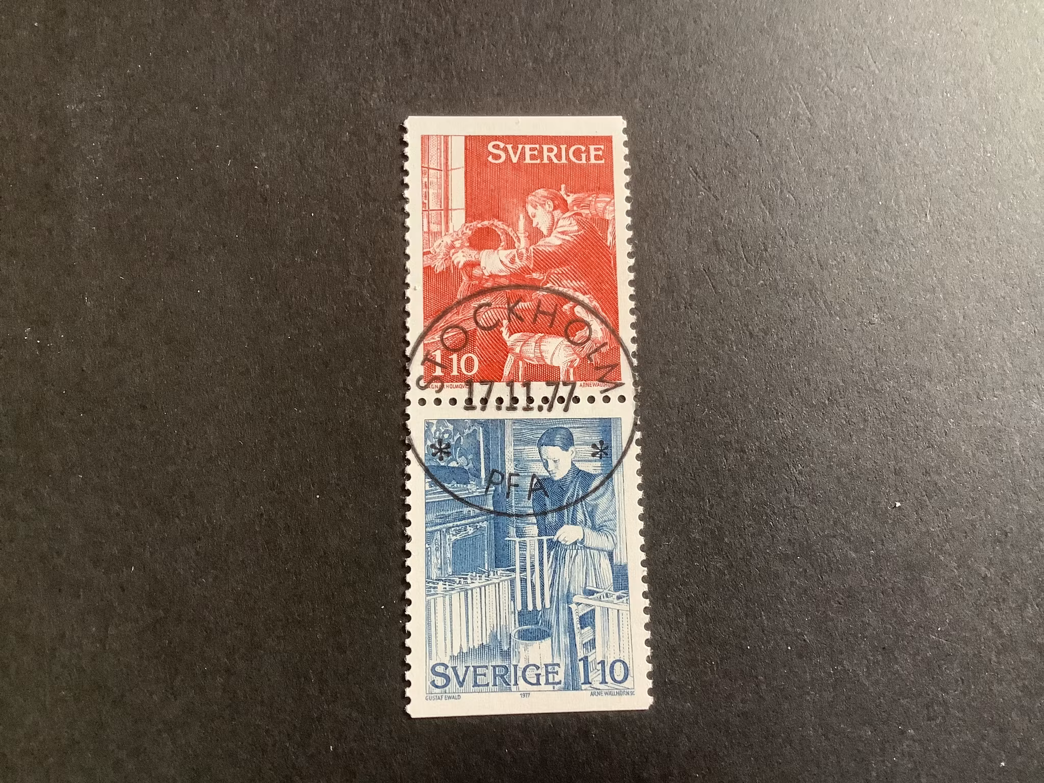 Julförberedelser 1977 facit nr 1026 SX lyxstämplat par Stockholm